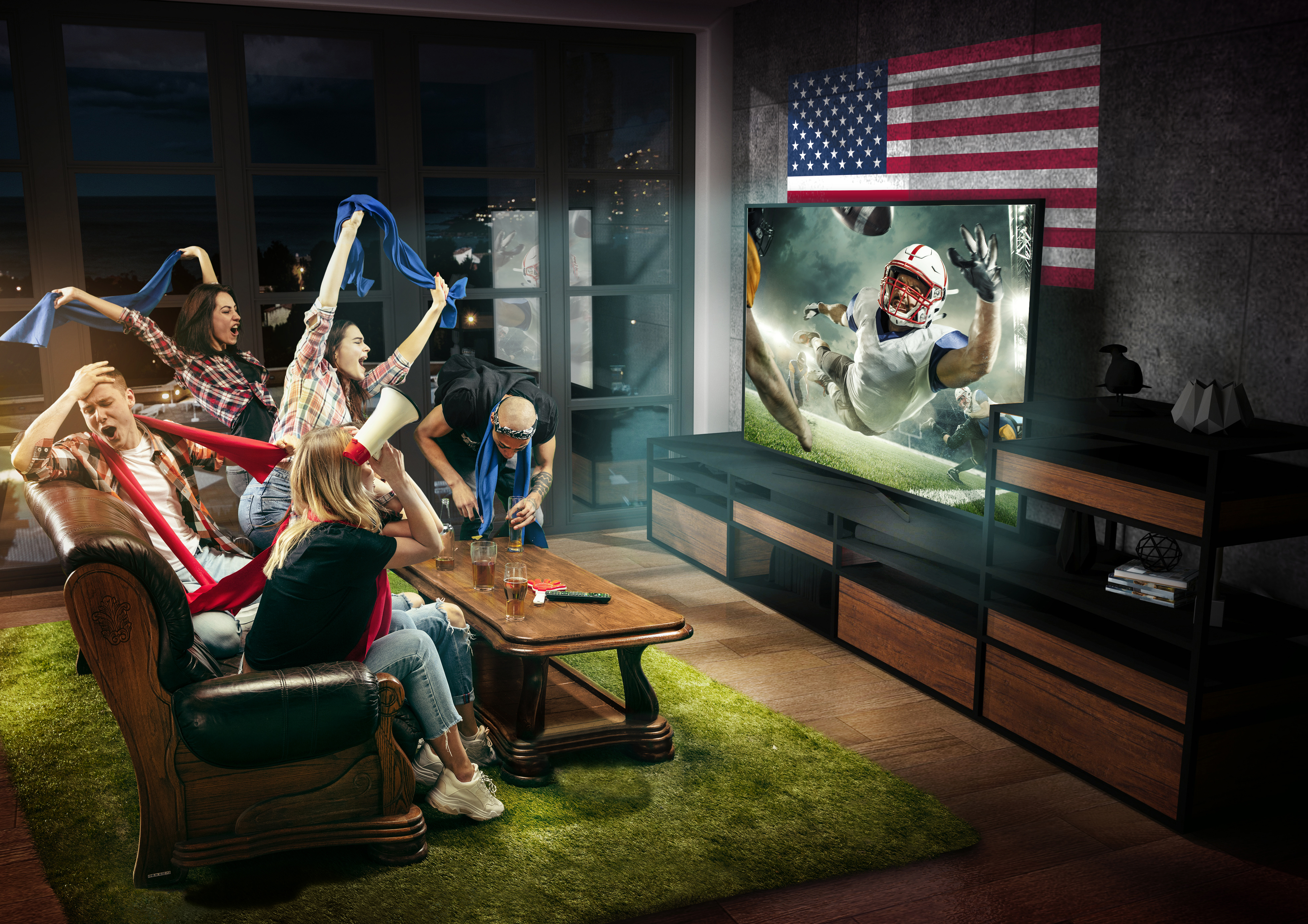 Friends watching sports with DIRECTV streaming