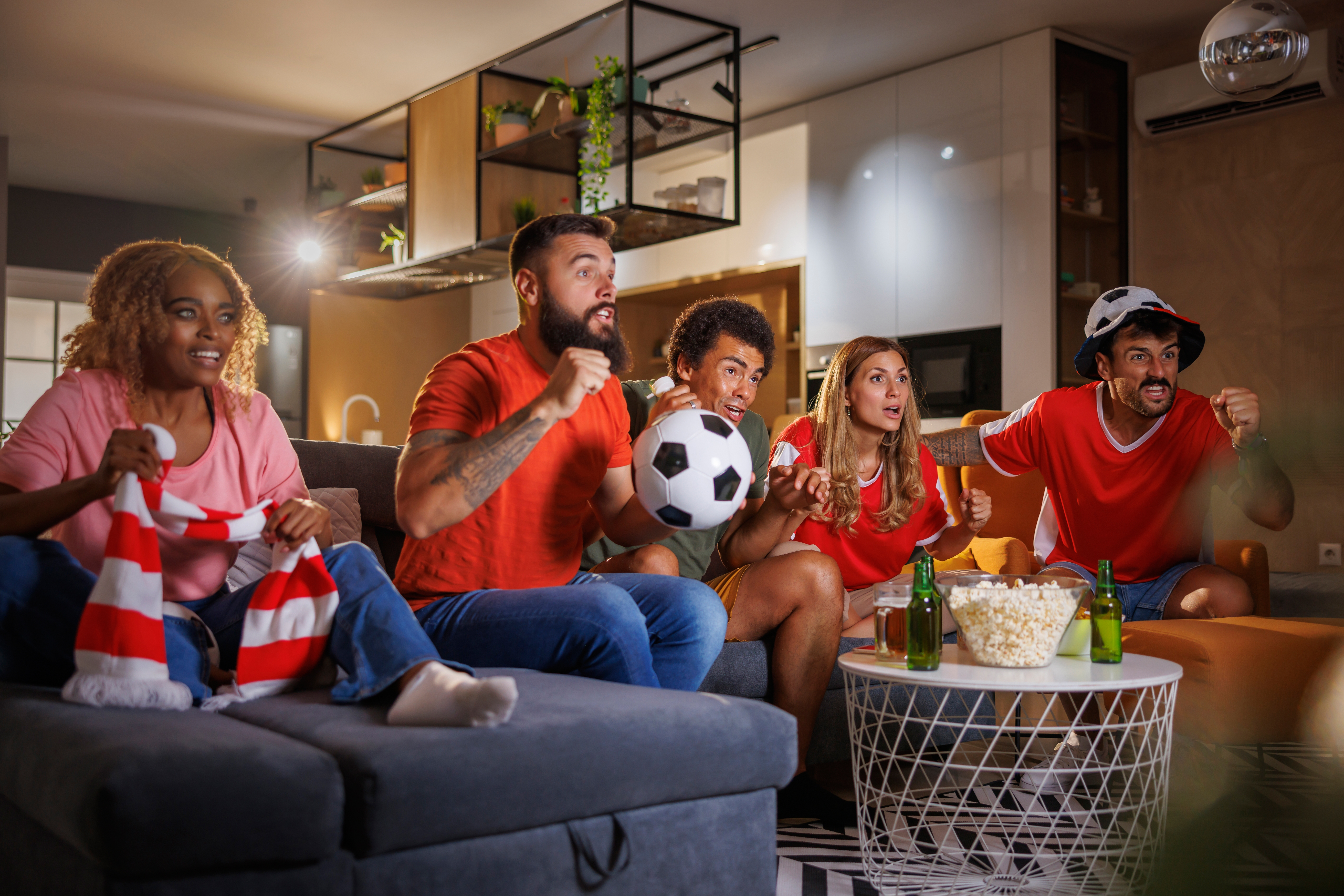 Friends watching sports with DIRECTV streaming