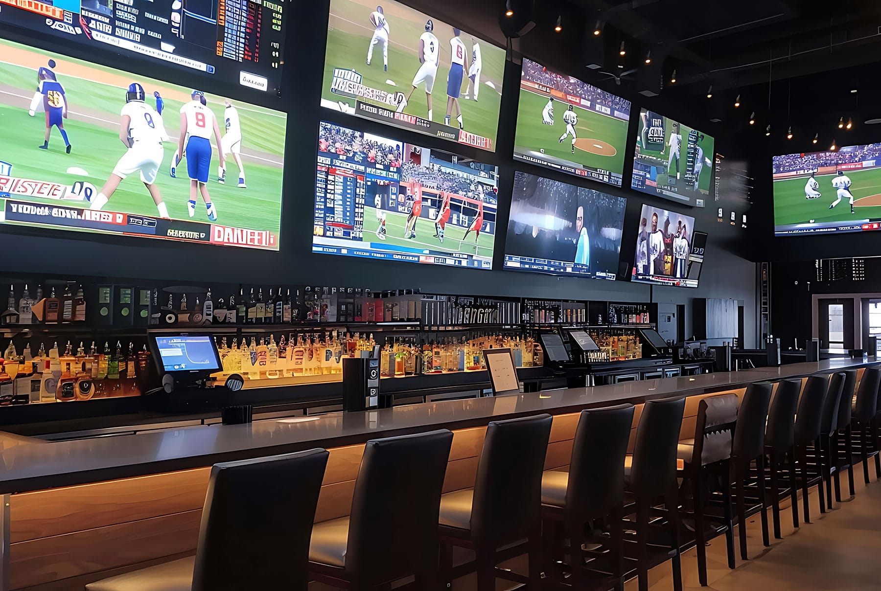 A stadium environment representing live sports programming for businesses
