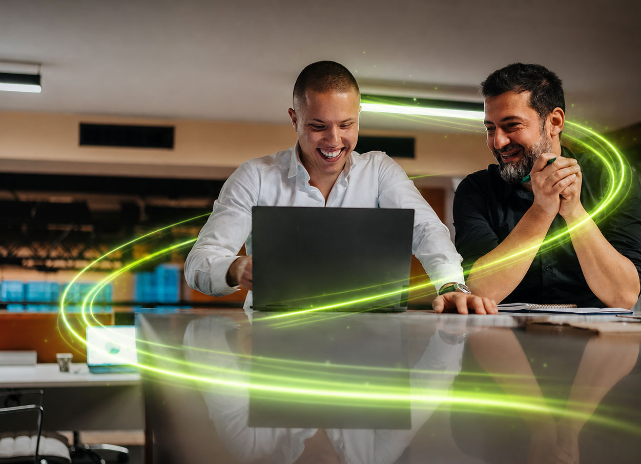 Business team reviewing secure network operations