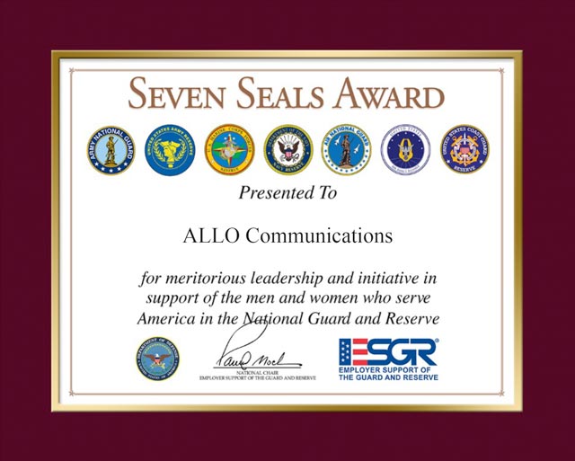 ALLO Fiber - HIRE Vets Award Winner          medallions