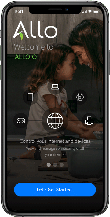 Screenshot showing the home screen of the ALLOIQ app.