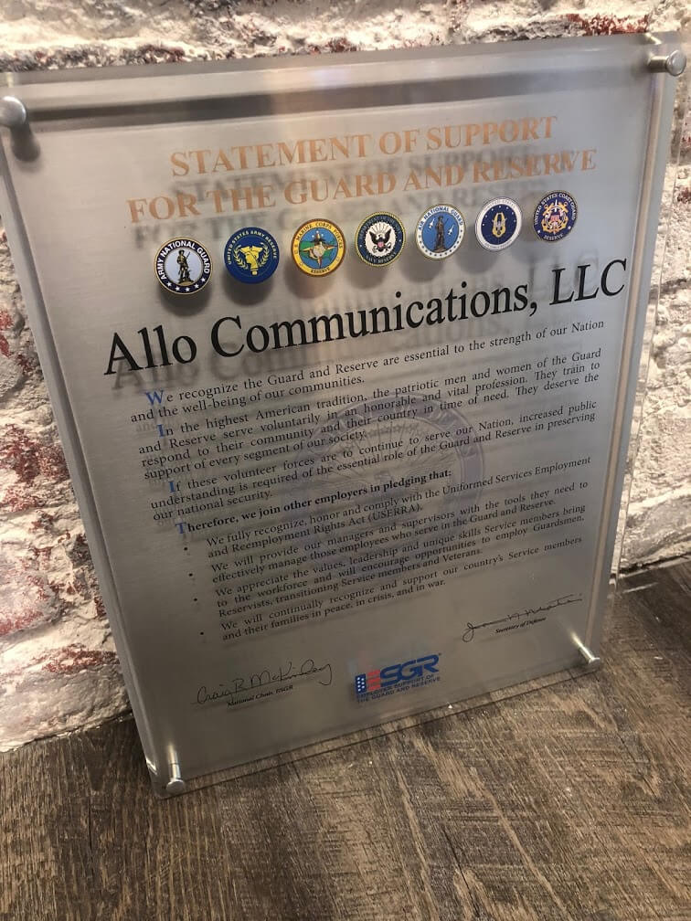 Photo of ALLO Fiber veterans award