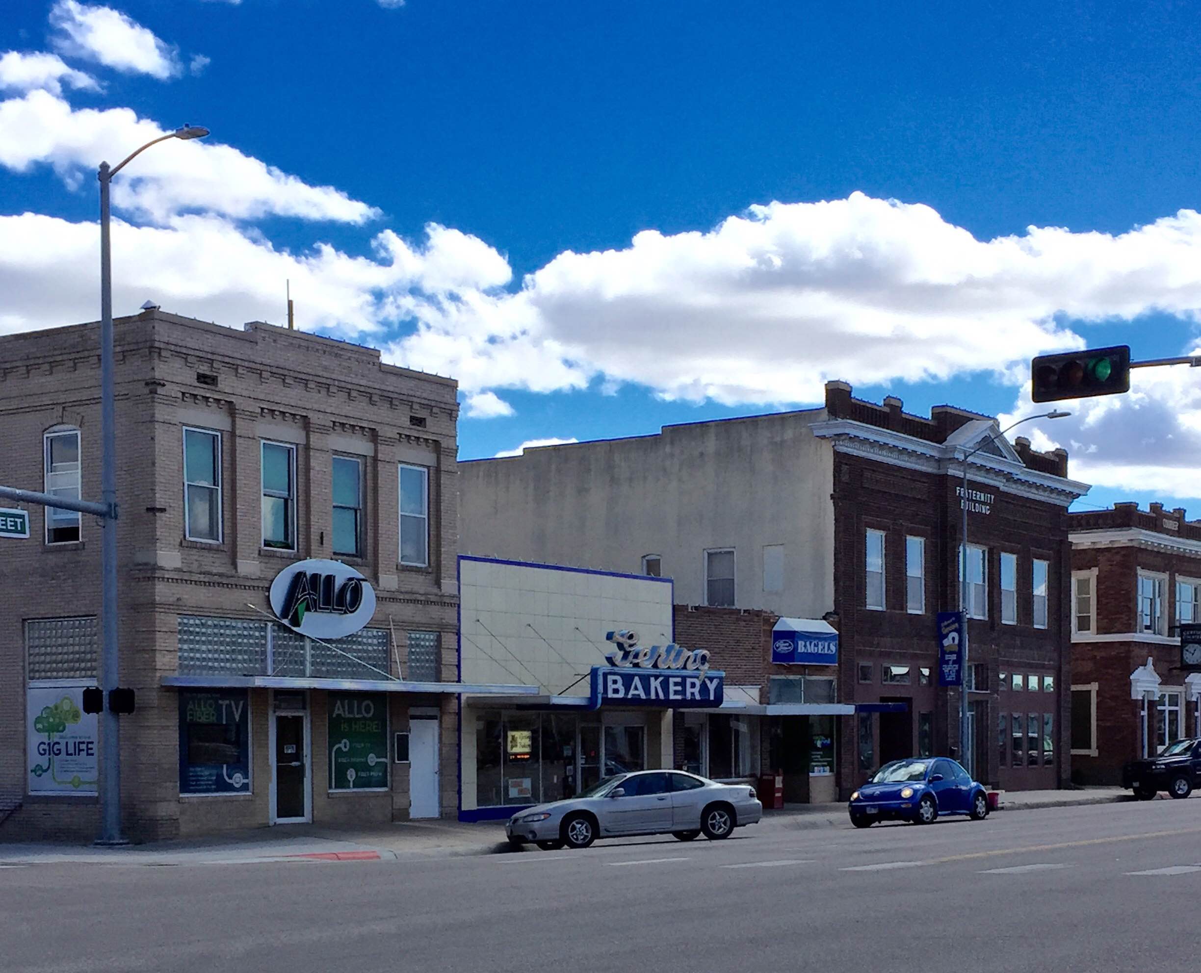 ALLO Fiber location in a small town next to a bakery