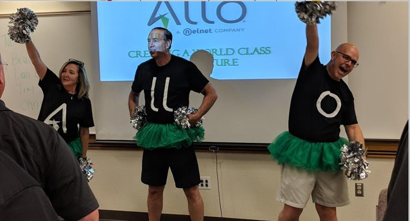 ALLO Fiber team members dancing
