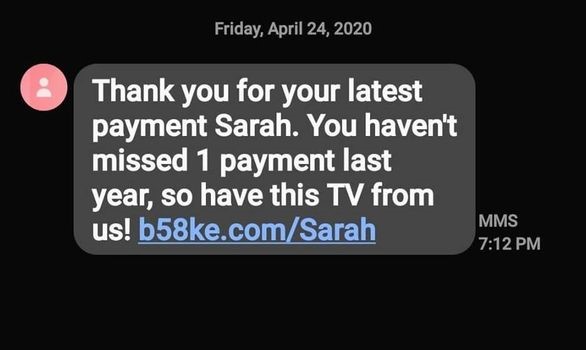 ALLO Fiber example of a smishing text