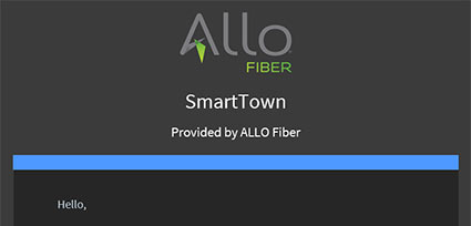 Short example of ALLO Fiber SmartTown onboarding email