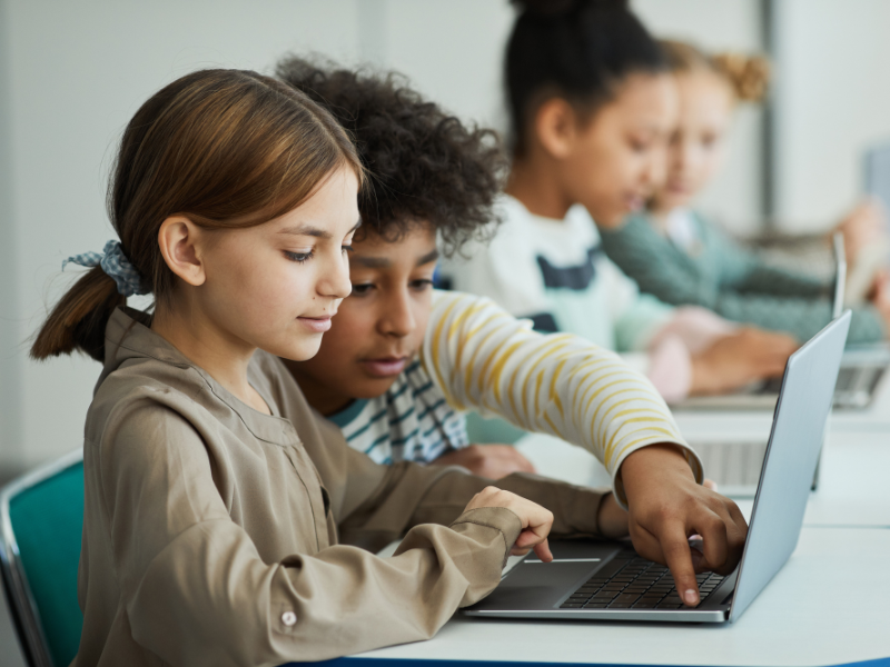 Students at school learning