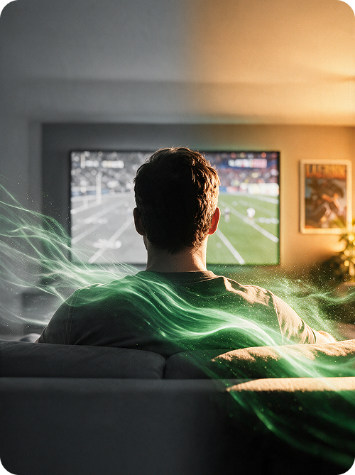 A gamer enjoying a fast, responsive home internet connection