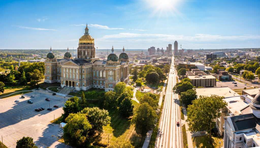 Iowa state capital, Des Moines skyline