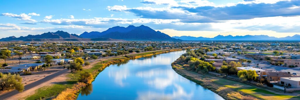 Yuma, Arizona, view of Colorado River and mountains.